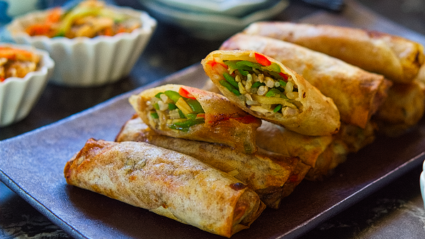 柚子胡椒のチンジャオロースの春巻き