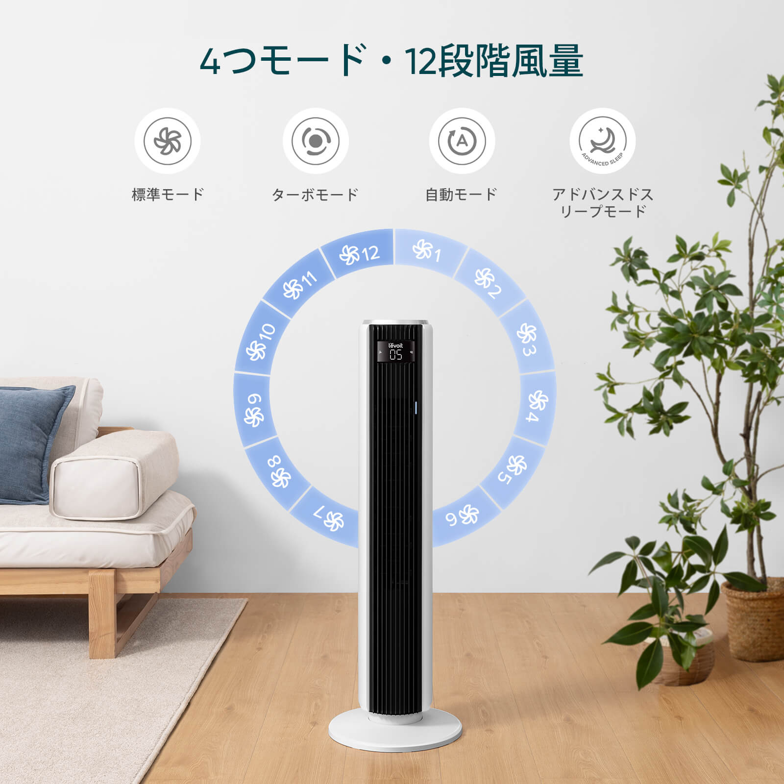 Levoit Classic 36インチ タワーファン(DCモーター搭載)