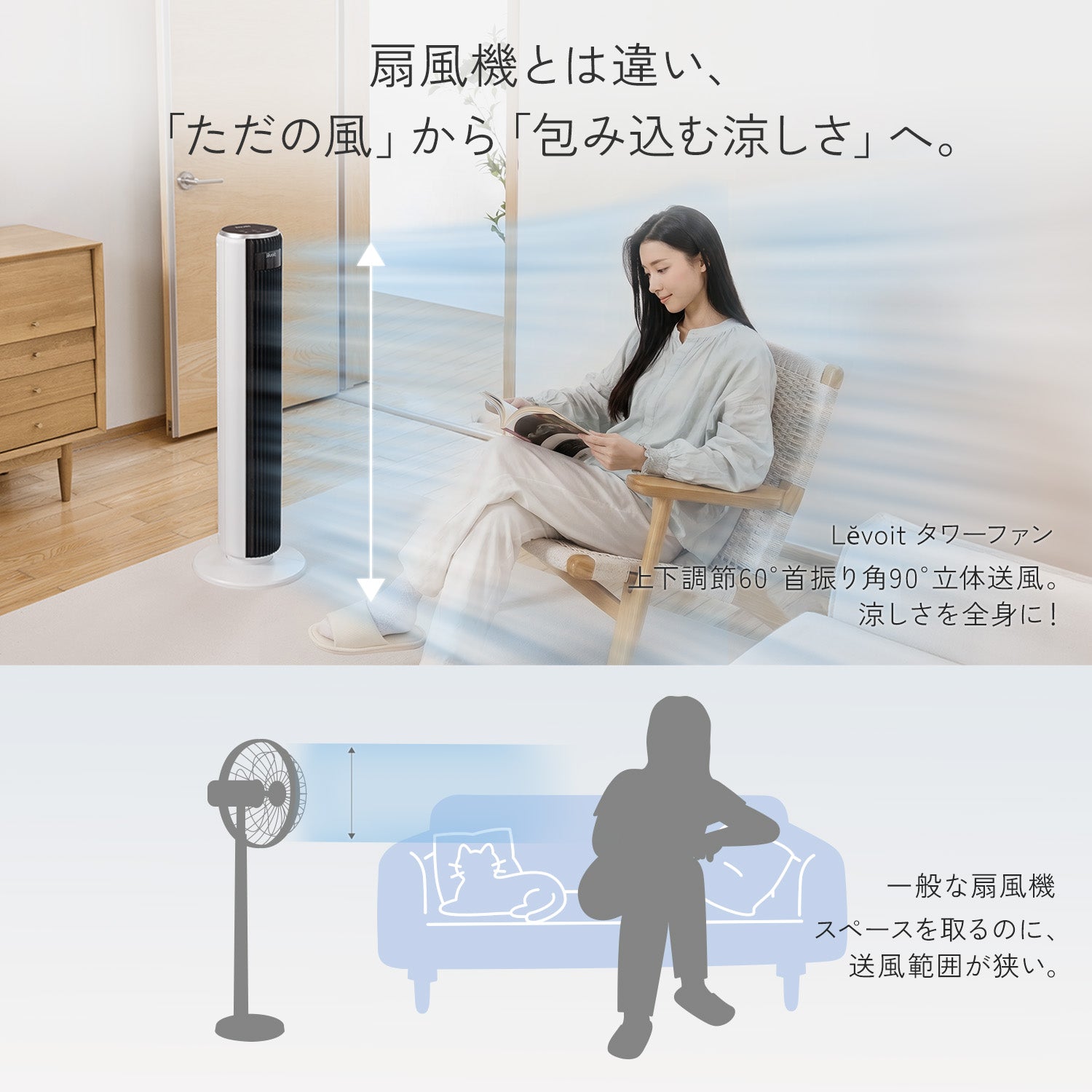 Levoit Classic 36インチ タワーファン（DCモーター搭載）