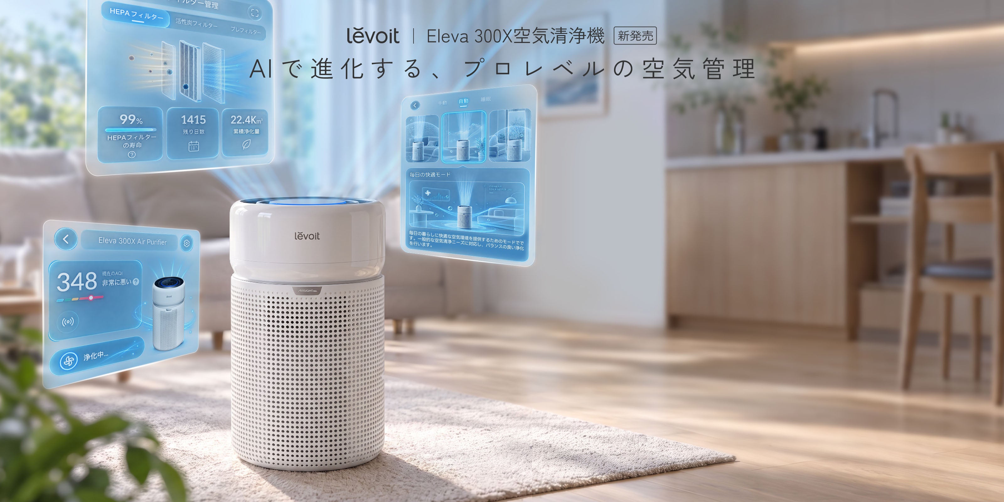 空気清浄機・イオン発生器 Levoit Air Purifier 2 filter HEPA Levoit Eleva 300X 空気清浄機